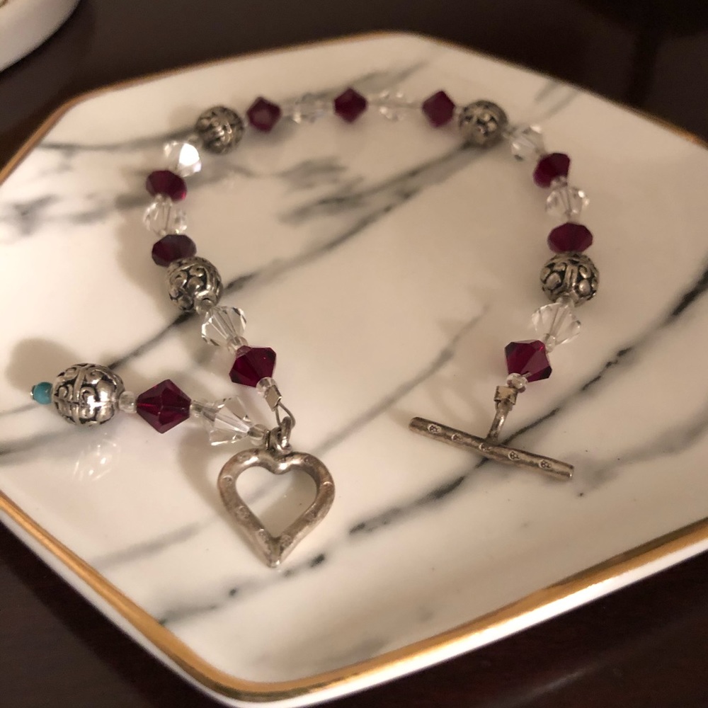 SOLD Ruby Red and Clear Crystal Bracelet ❤️❤️